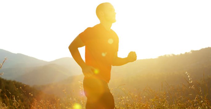 Male patient model jogging