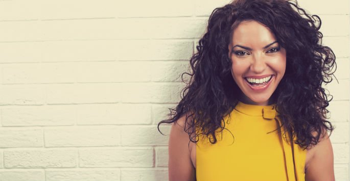 Beautiful female patient model smiling