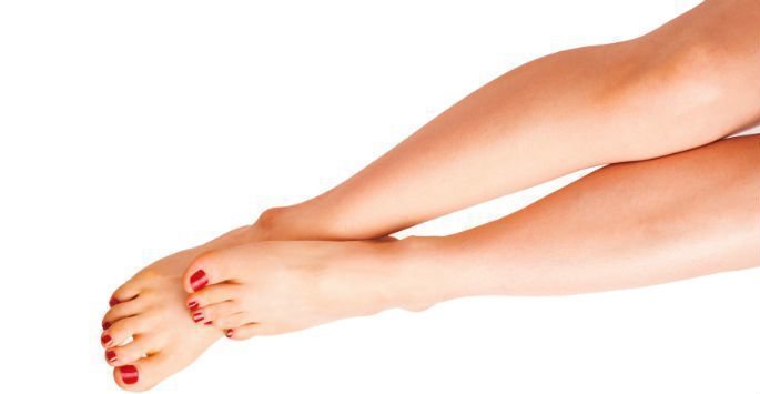 Laser Hair Removal Female patient model's legs with no hair
