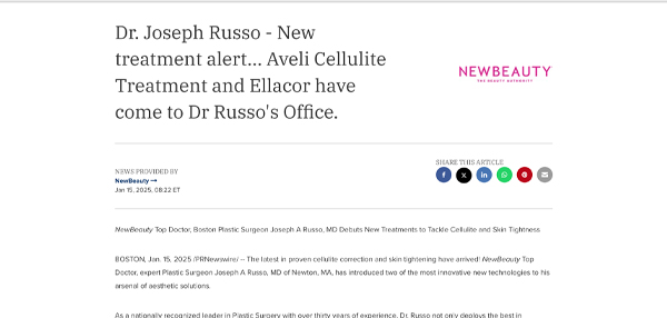 Dr. Joseph Russo - New treatment alert... Aveli Cellulite Treatment and Ellacor have come to Dr Russo's Office.